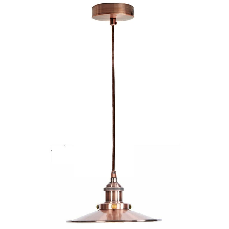 Vintage Metal Pendant Light with Retro Brushed Brass Holder and Matte Black Finish