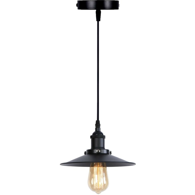 Vintage Metal Pendant Light with Retro Brushed Brass Holder and Matte Black Finish