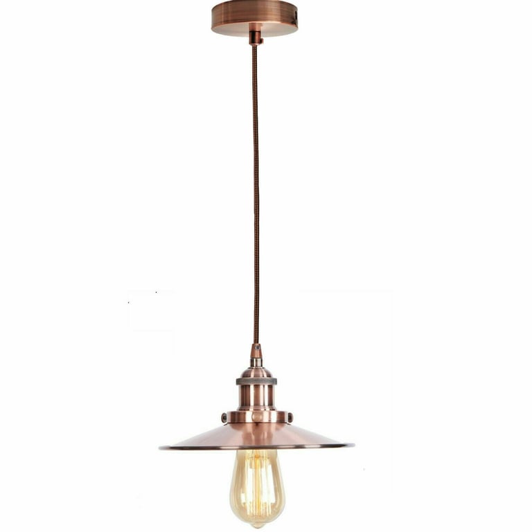 Vintage Industrial Metal Pendant Light - Retro Hanging Ceiling Fixture with Brushed Brass Finish