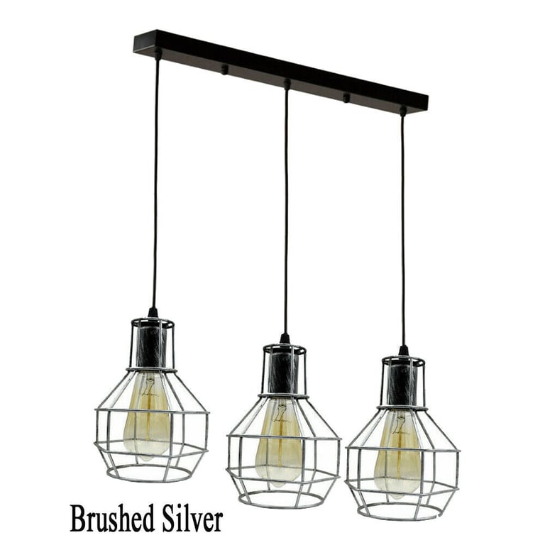 Retro Loft 3 Head Vintage Industrial Pendant Lamp Set - Modern Ceiling Light Fixture with Bulbs Included