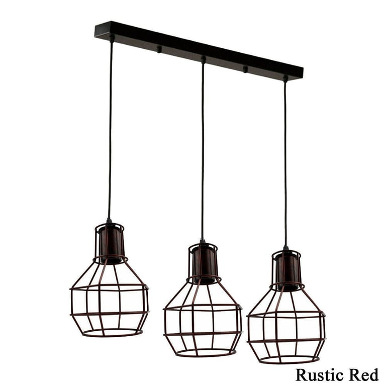 Retro Loft 3 Head Vintage Industrial Pendant Lamp Set - Modern Ceiling Light Fixture with Bulbs Included
