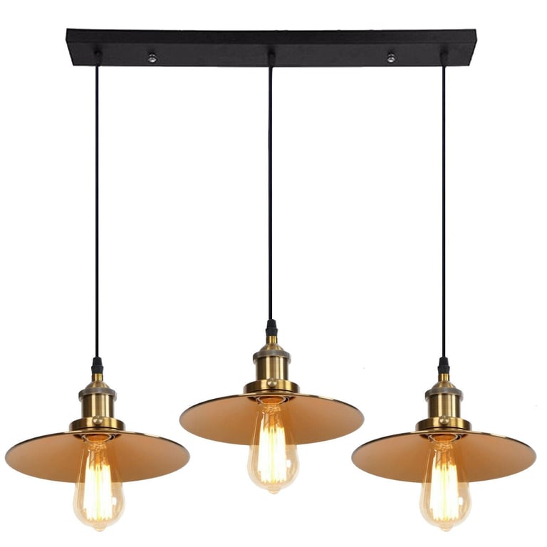 Modern 3-Way Ceiling Pendant Cluster Light Fitting - Industrial Metal Pendant Lampshade