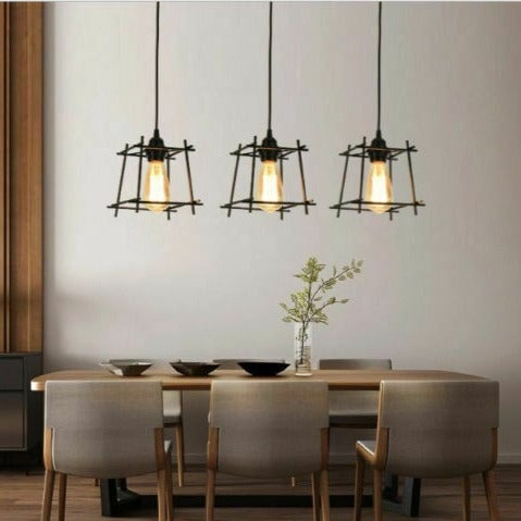 Modern Ceiling Hanging Cage Pendant Light Lamp Shade - Industrial Loft Style Home Decor Lighting