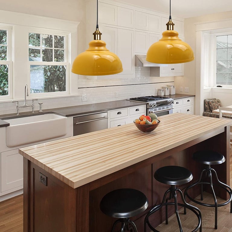 Retro Pendant Light Shade - Vintage Industrial Ceiling Lighting with Modern Touch and Free Bulb