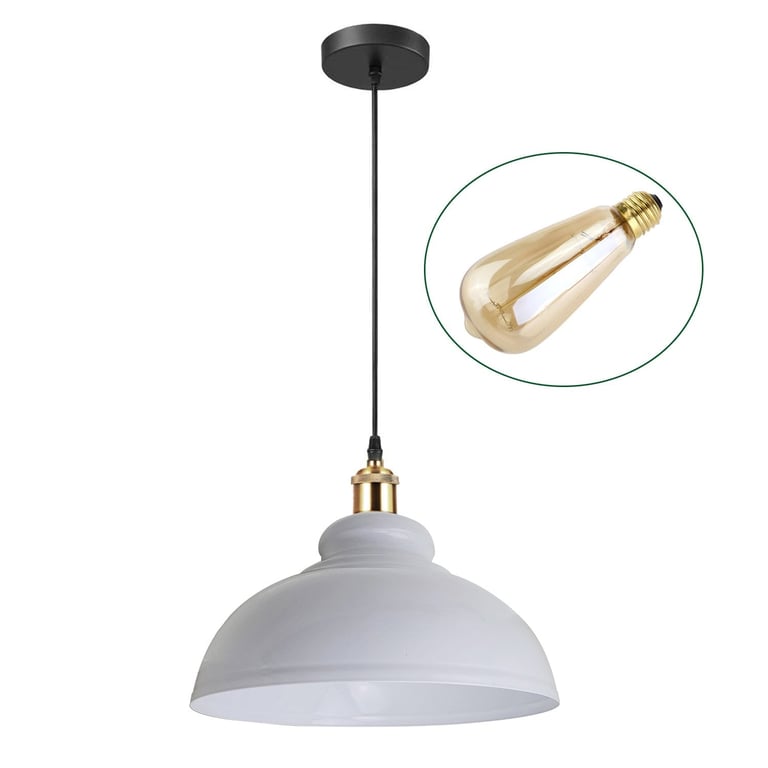 Retro Pendant Light Shade - Modern Industrial Ceiling Lighting with LED Lamp & Vintage Restaurant Style
