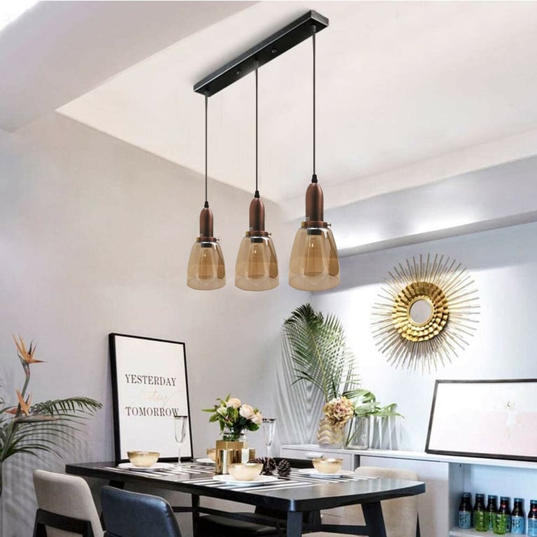 Retro 3 Head Ceiling Light E27 Base Pendant Lamp - Warm Home Decor Lighting Solution