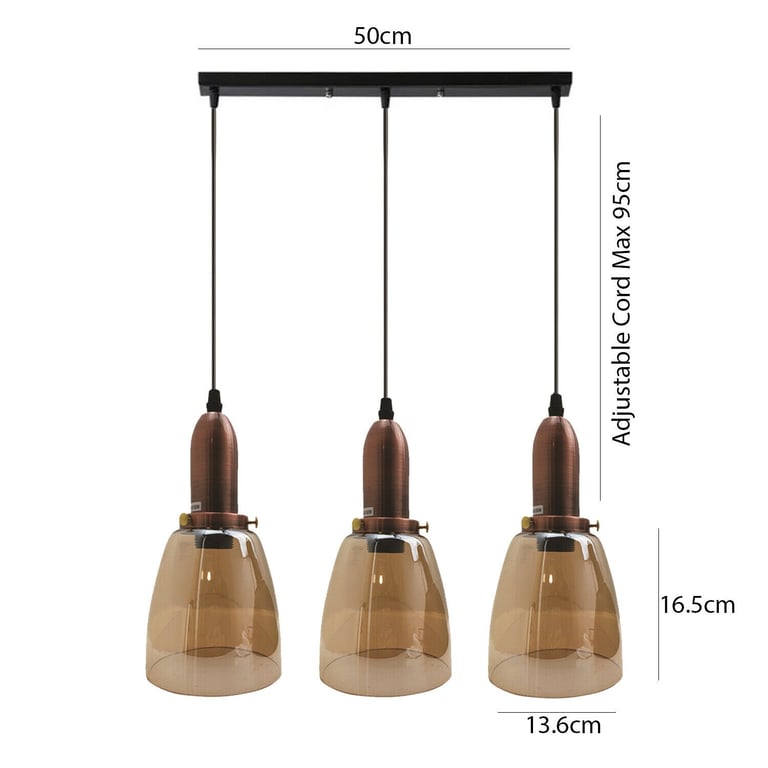 Retro 3 Head Ceiling Light E27 Base Pendant Lamp - Warm Home Decor Lighting Solution