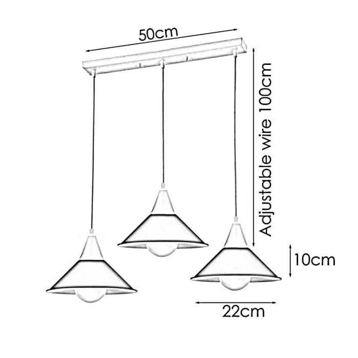 Modern 3 Head Chandelier Ceiling Pendant Light Shade with E27 Lamp Base