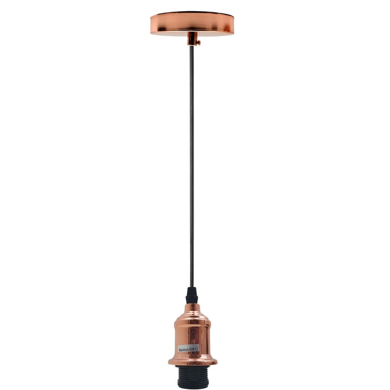 Vintage E27 Bulb Holder Industrial Ceiling Rose Pendant Light Kit - Rustic Finish