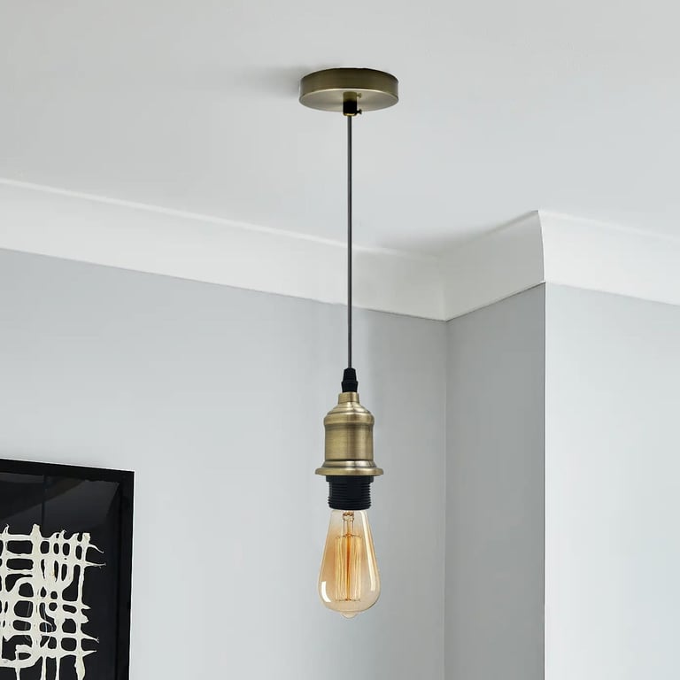 Vintage Pendant Light E27 Bulb Holder - Industrial Ceiling Rose Lamp Fitting