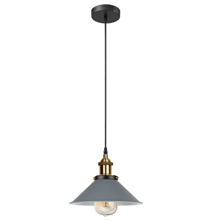 Vintage E27 Industrial Pendant Light Fixture with Decorative Lamp Shade and Bulb Holder