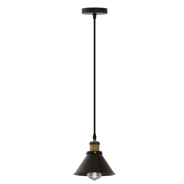 Vintage E27 Industrial Pendant Light Lampshade with Bulb Holder and Metal Construction