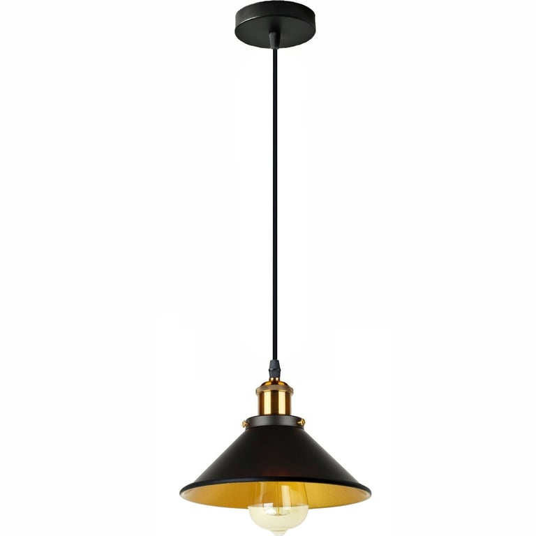 Vintage E27 Industrial Pendant Light Lampshade with Bulb Holder and Metal Construction