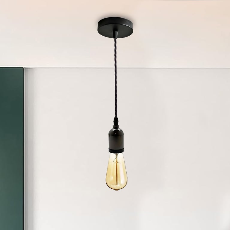 Black Multi Outlet E27 Metal Vintage Hanging Ceiling Pendant Lights