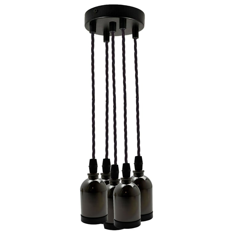 Black Multi Outlet E27 Metal Vintage Hanging Ceiling Pendant Lights