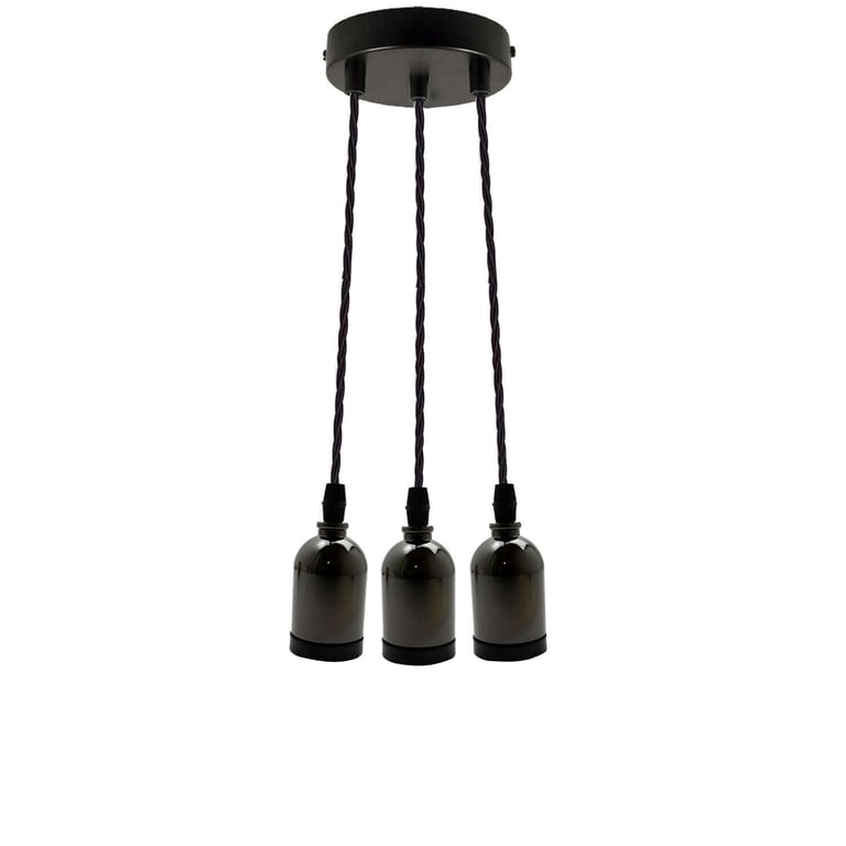 Black Multi Outlet E27 Metal Vintage Hanging Ceiling Pendant Lights