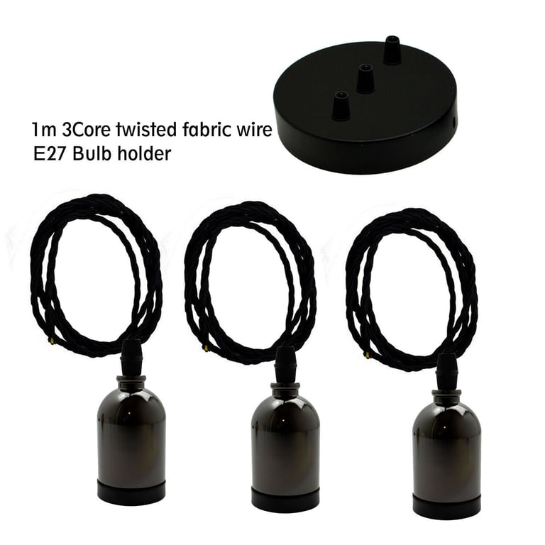 Black Multi Outlet E27 Metal Vintage Hanging Ceiling Pendant Lights