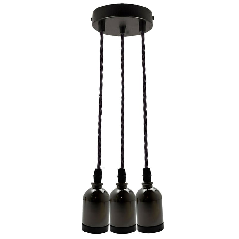 Modern E27 Cluster Ceiling Rose Pendant Light Fitting - Industrial Styled LED Bulb Compatible