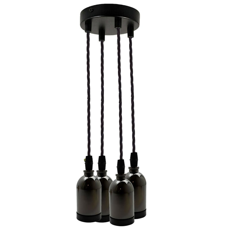 Modern E27 Cluster Ceiling Rose Pendant Light Fixture - Adjustable 5-Light Holder, LED Bulb Compatible