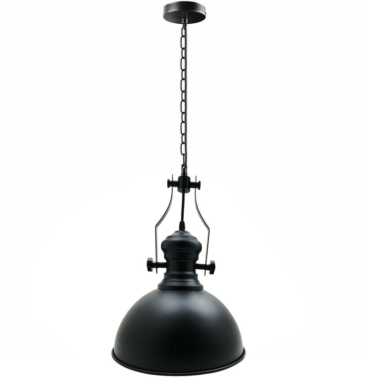 Vintage Industrial Metal Barn Pendant Light - Loft Kitchen Lighting Fixture with Adjustable Chain and Dome Shade