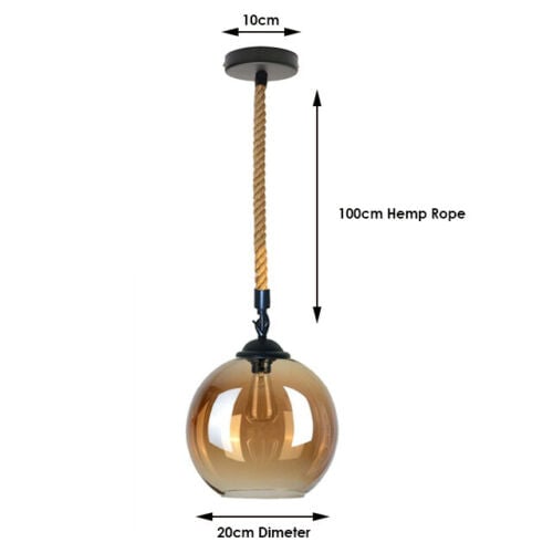 Eco-Friendly Hemp Rope Pendant Light - Modern Glass Globe Shade Lighting
