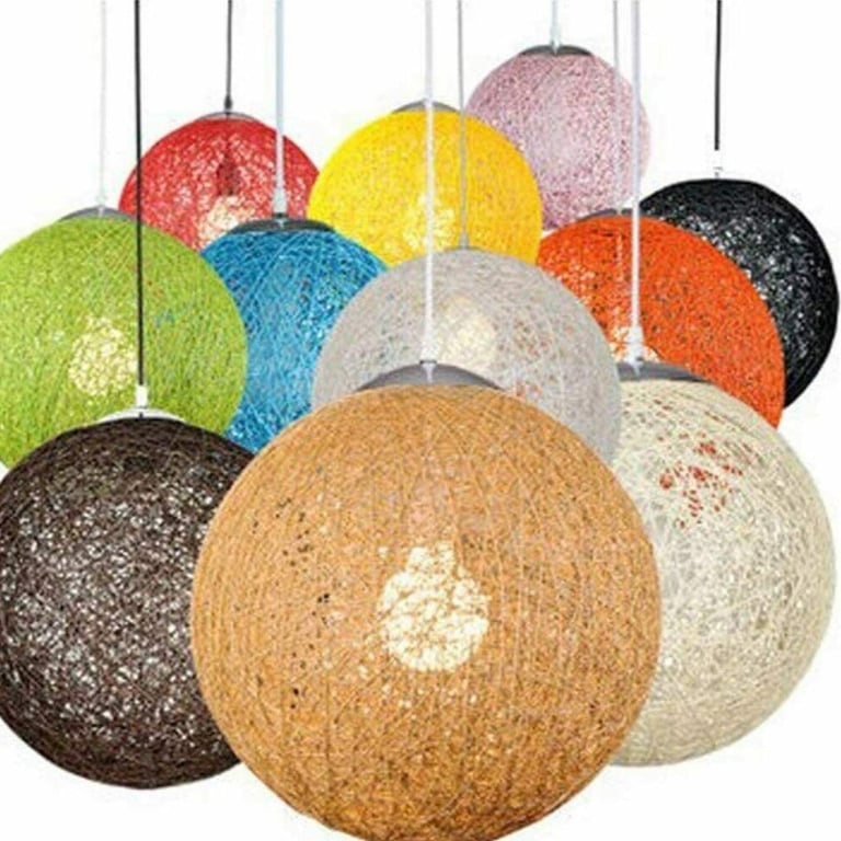 Modern Wicker Rattan Lampshade E27 Ceiling Pendant Light Decoration