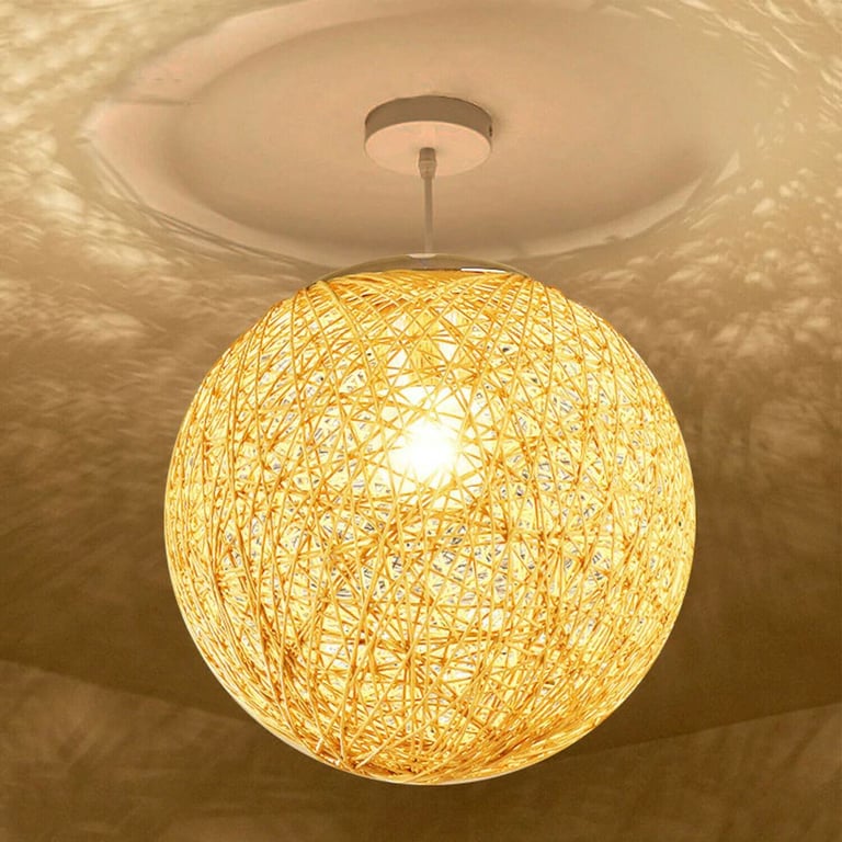 Modern Wicker Rattan Lampshade E27 Ceiling Pendant Light Decoration