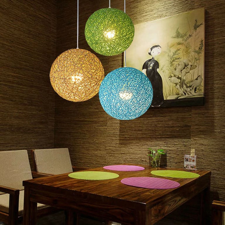 Modern Wicker Rattan Lampshade E27 Ceiling Pendant Light Decoration