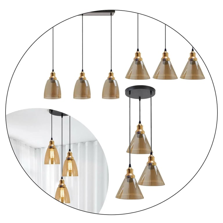 Glass Ceiling Pendant 3 Lights - Elegant Ambiance Lighting Fixture