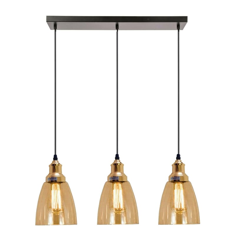 Glass Ceiling Pendant 3 Lights - Elegant Lighting Fixture with Customizable Illumination