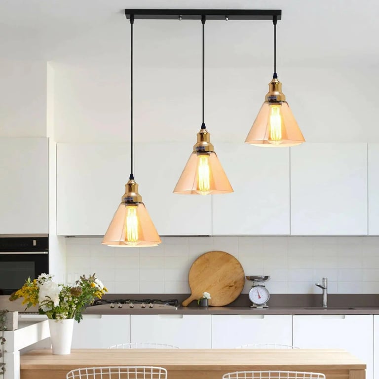 Glass Ceiling Pendant 3 Lights - Elegant Lighting Fixture with Customizable Illumination