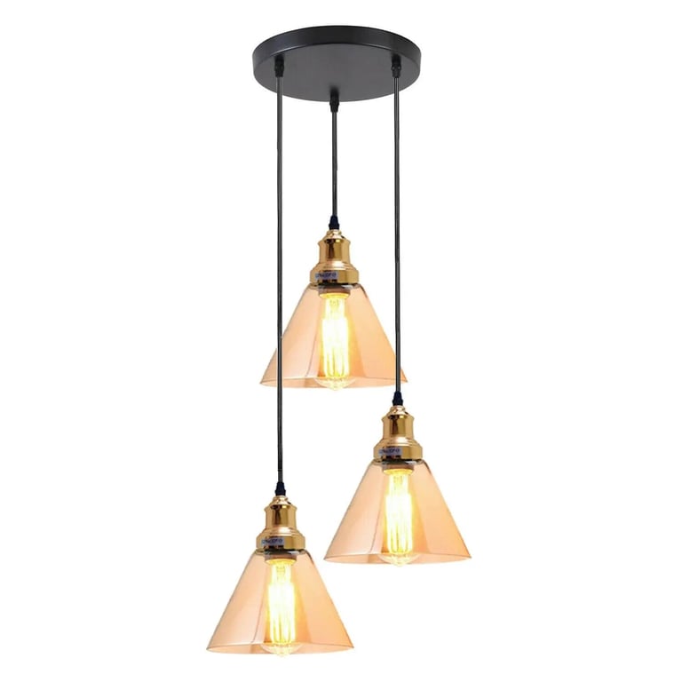 Glass Ceiling Pendant 3 Lights - Elegant Lighting Fixture with Customizable Illumination