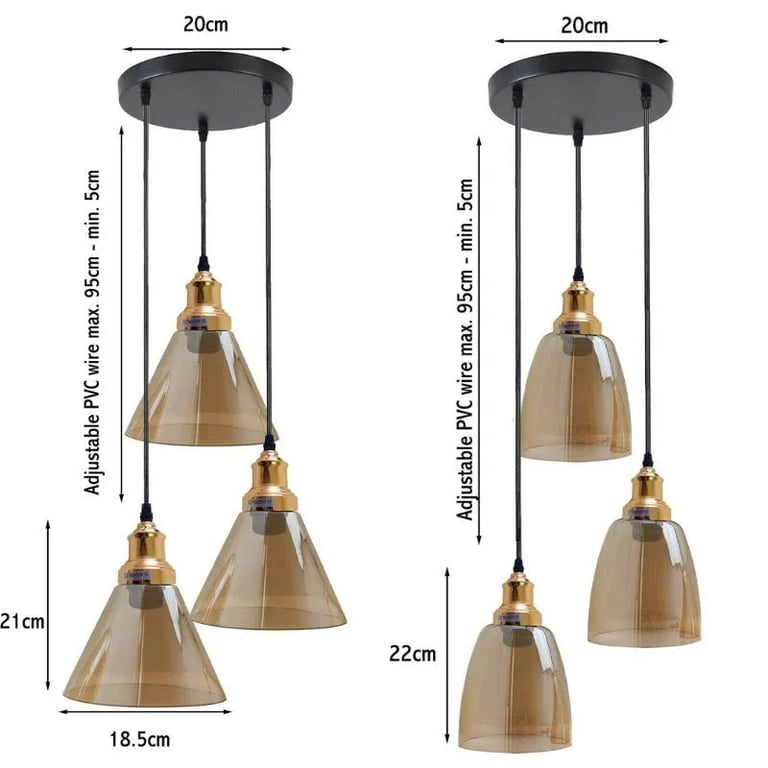 Glass Ceiling Pendant 3 Lights - Elegant Lighting Fixture with Customizable Illumination