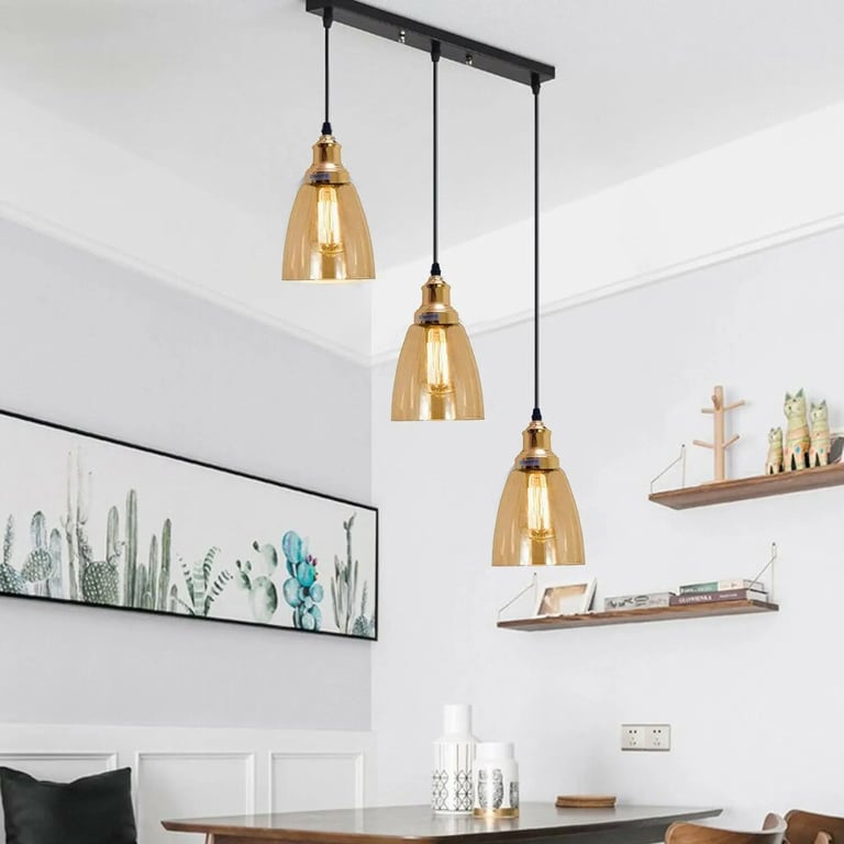Glass Ceiling Pendant 3 Lights - Elegant Decorative Lighting Fixture