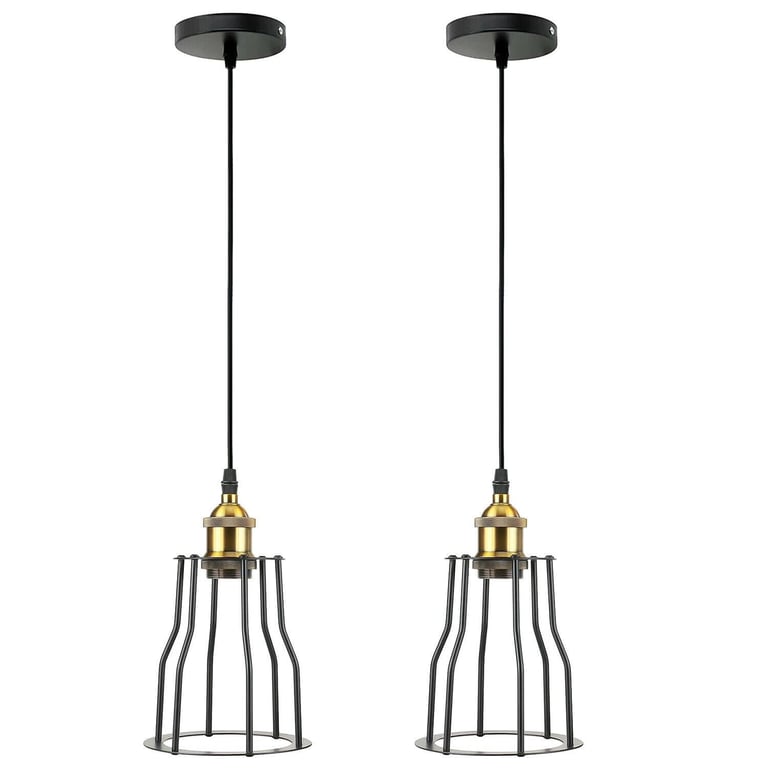 Industrial Modern Retro Loft Cage Ceiling Lamp - E27 Metal Pendant Light with Adjustable Installation Hardware