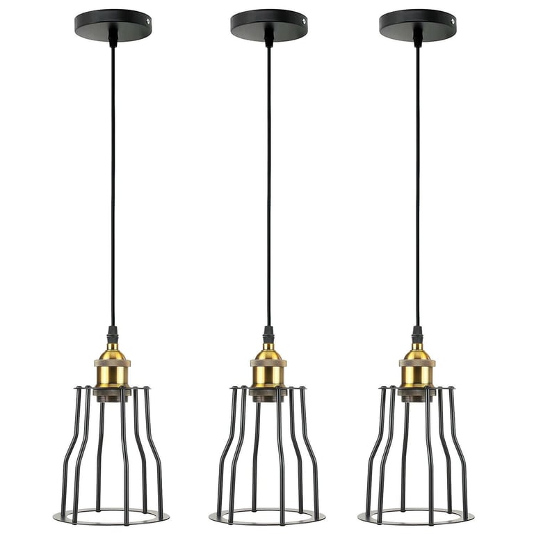 Industrial Modern Retro Loft Cage Ceiling Lamp - E27 Metal Pendant Light with Adjustable Installation Hardware