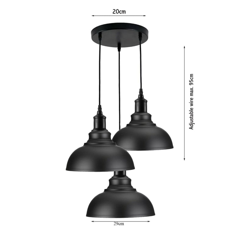 Modern Cluster Lighting Kit - E27 Ceiling Lamp with Red/Black Lampshades for Warm Romantic Atmosphere