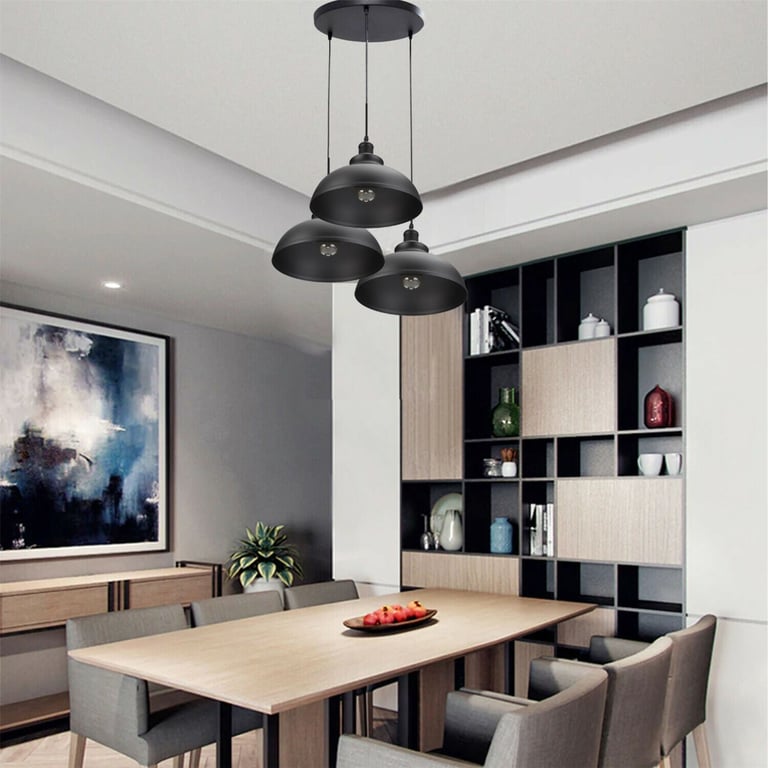 Modern Cluster Lighting Kit - E27 Ceiling Lamp with Red/Black Lampshades for Warm Romantic Atmosphere