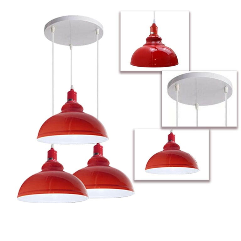 Modern Cluster Lighting Kit - E27 Ceiling Lamp with Red/Black Lampshades for Warm Romantic Atmosphere