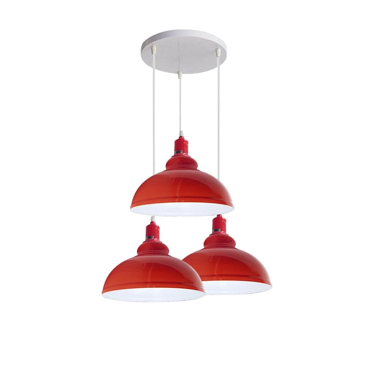 Modern Cluster Lighting Kit - E27 Ceiling Lamp with Red/Black Lampshades for Warm Romantic Atmosphere