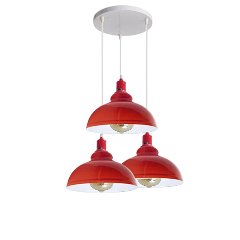 Modern Cluster Lighting Kit - E27 Ceiling Lamp with Red/Black Lampshades for Warm Romantic Atmosphere