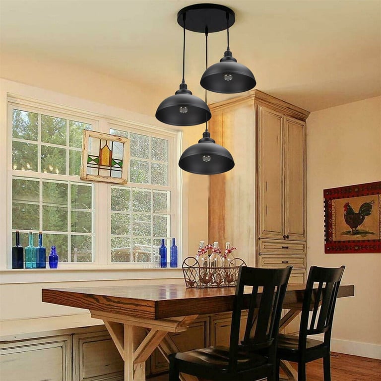 Modern Cluster Lighting Kit - E27 Ceiling Lamp with Red/Black Lampshades for Warm Romantic Atmosphere