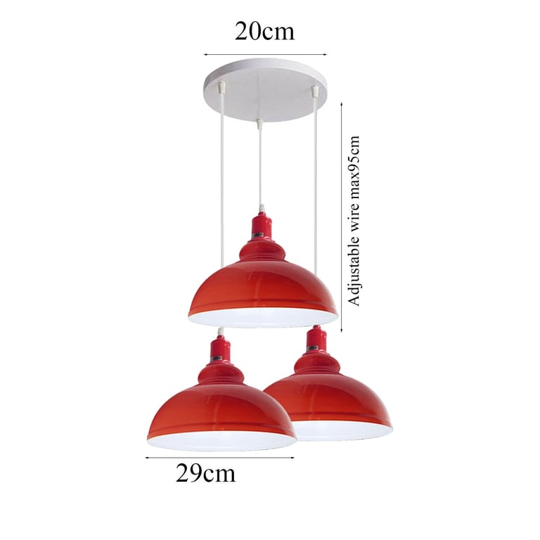 Modern Cluster Lighting Kit - E27 Ceiling Lamp with Red/Black Lampshades for Warm Romantic Atmosphere