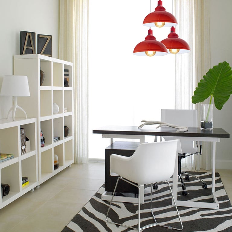 Modern Cluster Lighting Kit - E27 Ceiling Lamp with Red/Black Lampshades for Warm Romantic Atmosphere