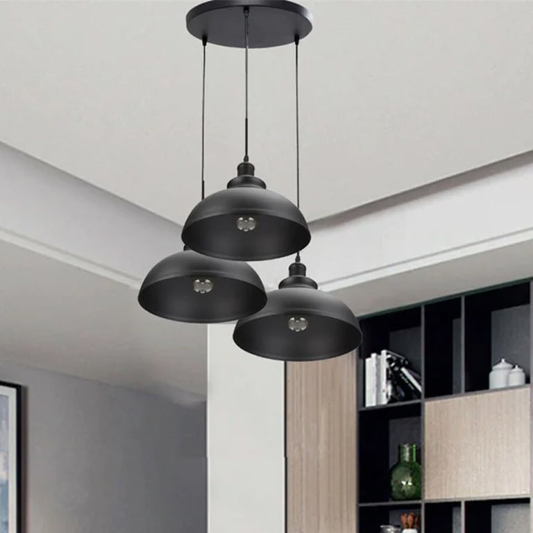 Modern Cluster Lighting Kit - E27 Ceiling Lamp with Red/Black Lampshades for Warm Romantic Atmosphere