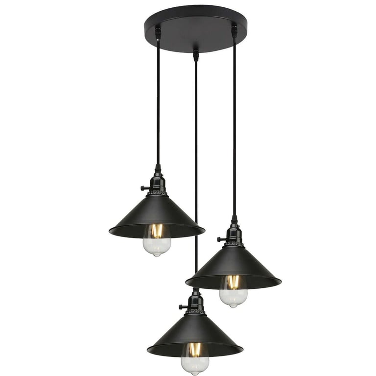 Vintage Industrial 3-Way Cluster Pendant Light - Warm Romantic Home Decor Lighting