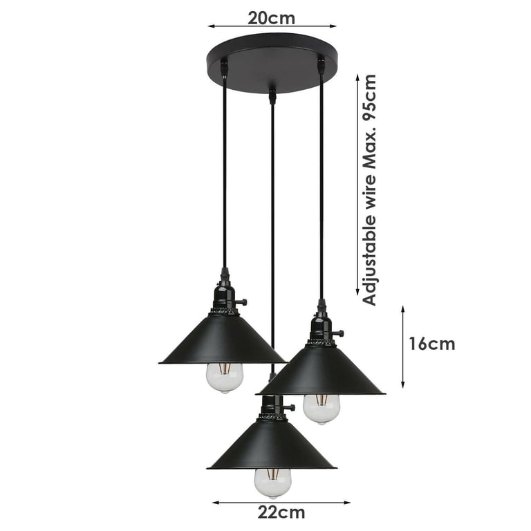 Vintage Industrial 3-Way Cluster Pendant Light - Warm Romantic Home Decor Lighting