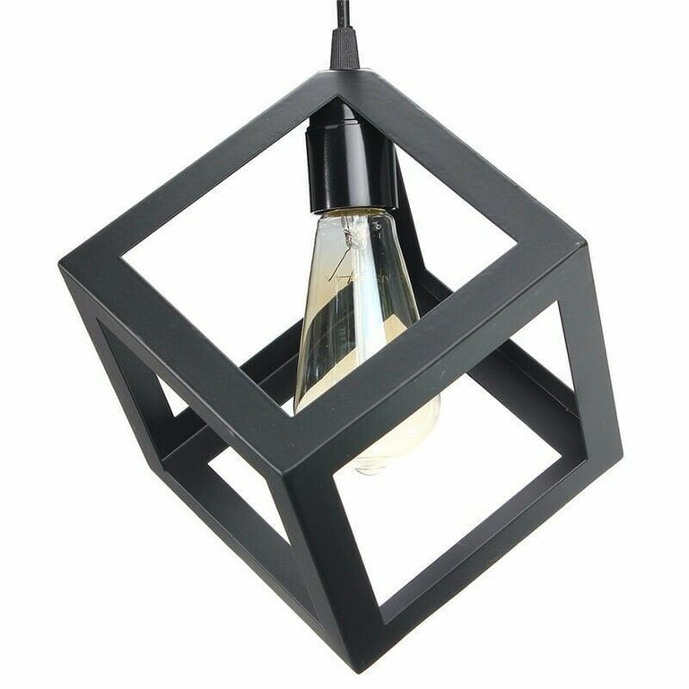 3 Cluster Retro Style Industrial Black Square Pendant Light