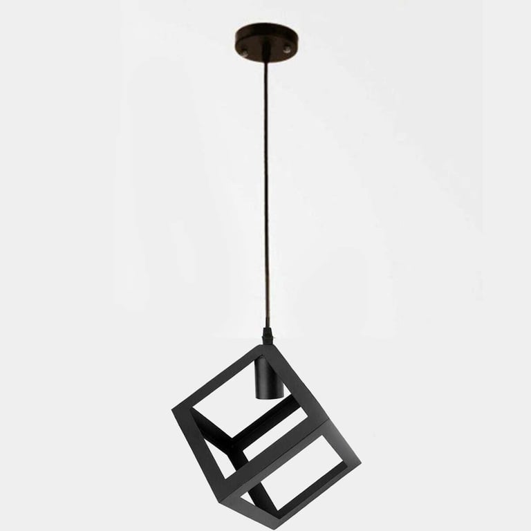 3 Cluster Retro Style Industrial Black Square Pendant Light