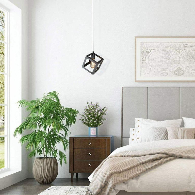 3 Cluster Retro Style Industrial Black Square Pendant Light
